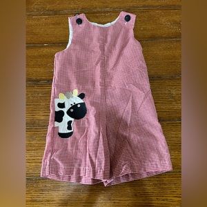 Lil Cactus 18-24 month red plaid cow shortalls romper